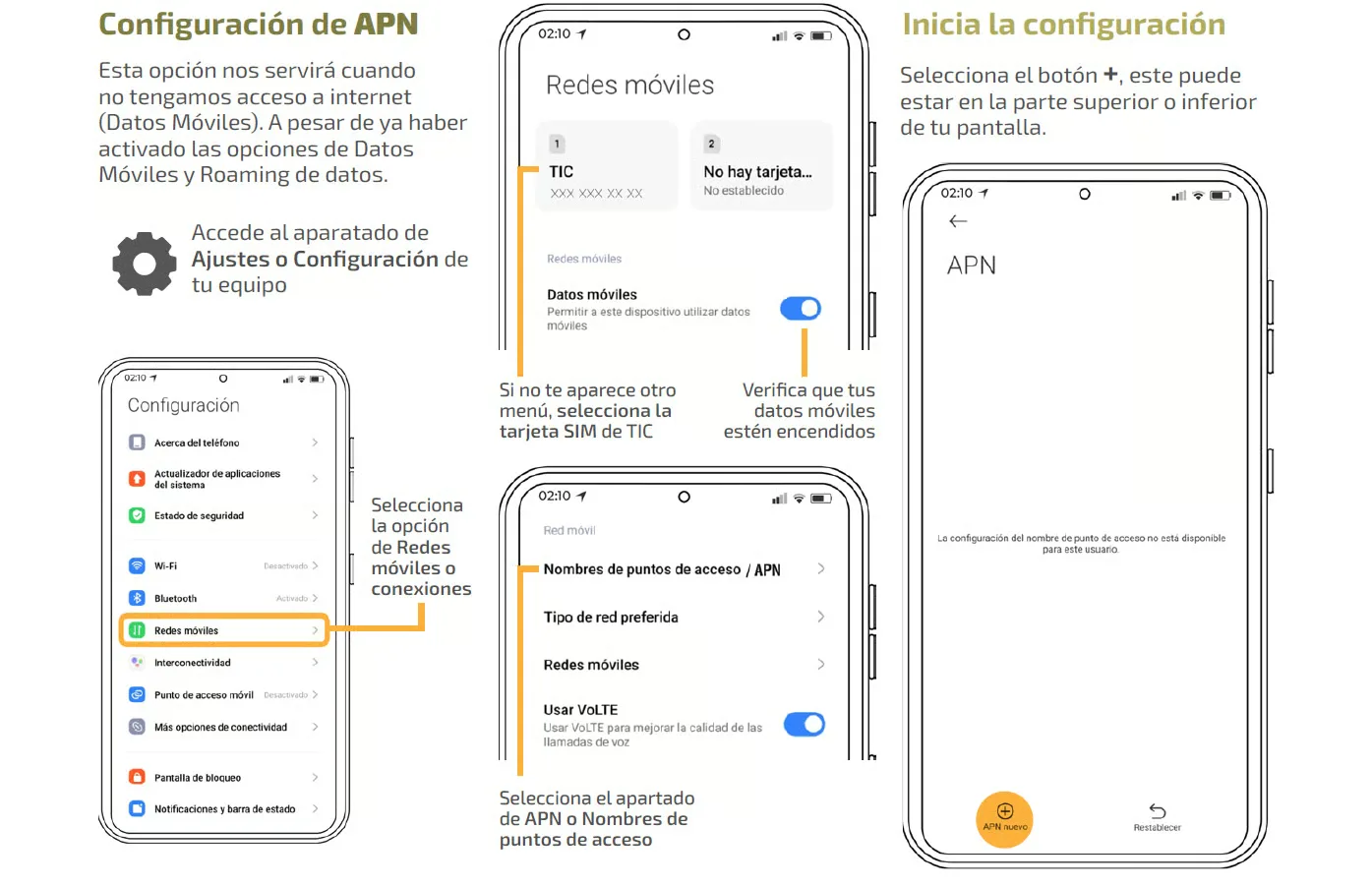 Configuración de APN en Android, paso 1