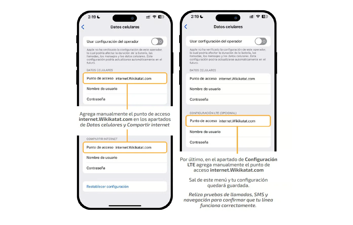 Configuración de APN en iOS, paso 3
